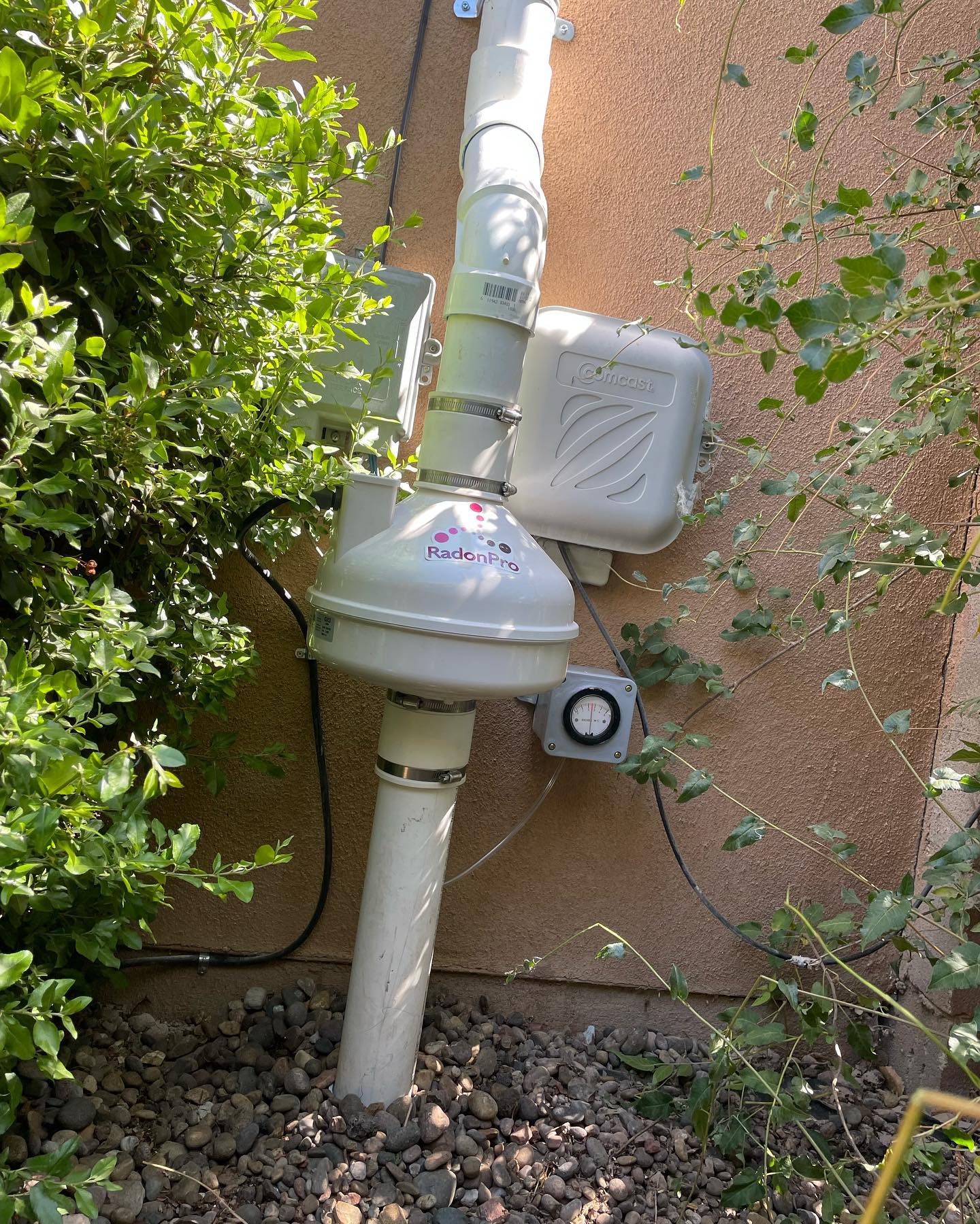 Radon mitigation system installation in a residential area in New Mexico
